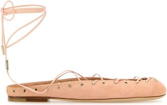 Chloé Light Pink Suede Chloã Ghillies Ballerinas