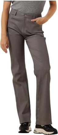 Ibana Grijze Croco Broek voor Vrouwen - Dames - Straight fit broeken - Grijs - S - Broeken
