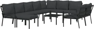 vidaXL Juego De Muebles De Jard&iacute;n 11 Pzas Acero Con Cojines Gris Vidaxl