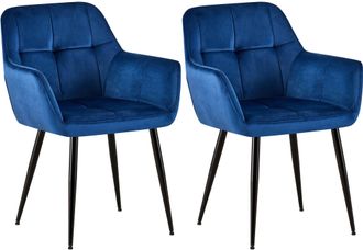 Clp Clp - Set De 2 Sillas De Sal&oacute;n Emia En Terciopelo Azul