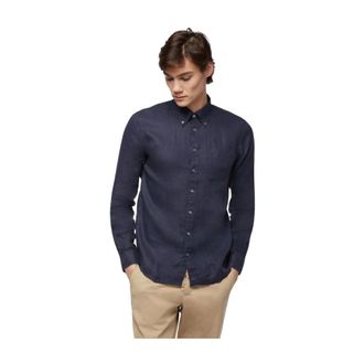 Brooks Brothers Milano Slim-fit Iers Linnen Sportoverhemd - Heren - Casual Overhemden - Blauw - M - Linnen - Overhemden