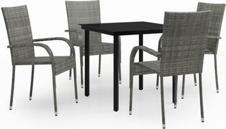 vidaXL Juego De Comedor De Jard&iacute;n 5 Piezas Gris Y Negro Vidaxl