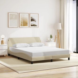 vidaXL Cama Sin Colch&oacute;n Tela Color Crema 160x200 Cm Vidaxl