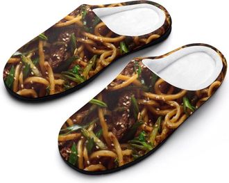 Generic Noodles with Beef Funny Womens Cotton Slippers Shoes Novelty Soft Non-Slip Sole Home Shoe