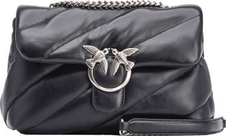 Pinko Black/Old Silver Love Bag Puff Medium Crossbody Bag