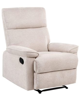 Beliani Sill&oacute;n reclinable Con reposapi&eacute;s Tela Beige