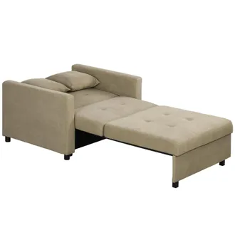 HOMCOM Homcom - Poltrona Letto Con 2 Cuscini E Spazio A Scomparsa Marrone Chiaro