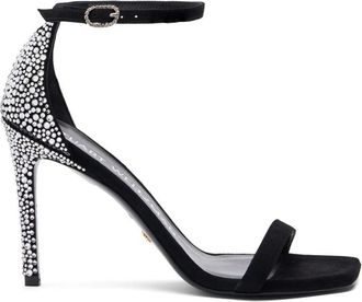 Stuart Weitzman Sandaal met Kristallen - Dames - Sandalen met hakken - Zwart - 38 1/2 EU - Su&egrave;de - Schoenen