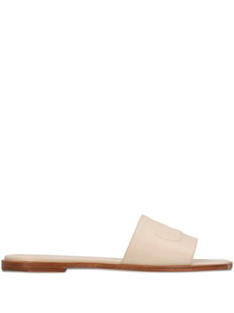 Chloé logo-embossed leather sandals - White