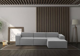 Talamo Italia Talamo Italia - Sof&aacute; Fijo Giovanna, Sof&aacute; Modular 3 Plazas Pen&iacute;nsula Derecha, 100% Made In Italy, Sof&aacute; Moderno En Tela, Cm 300x170h70, Gris, Con Embala