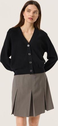 Soaked In Luxury SLSina Button V-neck Rib Knit Cardigan in Black at Nordstrom, Size X-Large