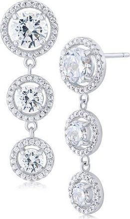 Kenneth Jay Lane Graduated Cubic Zirconia Halo Linear Drop Earrings in Clear/Silver at Nordstrom Rack