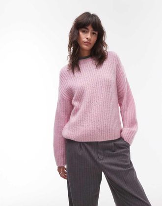 Arket rich wool knit sweater with mohair in pink