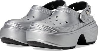 Crocs Stomp Clogs Slippers Silver : Mens 5 - Womens 7 Medium, Rubber/Synthetic