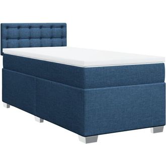 vidaXL Cama Box Spring Con Colch&oacute;n Tela Azul 100x200 Cm Vidaxl