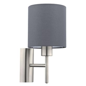 Eglo Pasteri Wall Light with Switch - Nickel & Grey | TJ Hughes