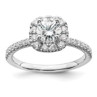 Diamond2Deal 14k White Gold 1 Ct Lab Grown Diamond Halo Engagement Ring