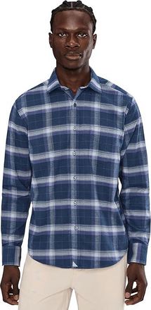 UNTUCKit Performance Flannel Barker Shirt Mens Clothing Navy : 2XL Regular Fit, Elastane/Polyester