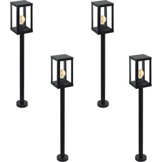 Loops 4 PACK IP44 Outdoor Bollard Light Black Zinc Plated Steel 1x 60W E27 Post