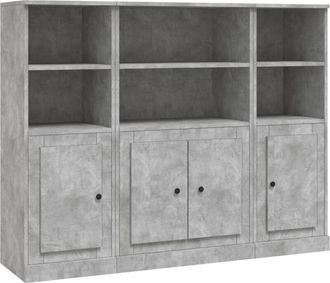 vidaXL Highboards 3 pcs Concrete Grey Engineered Wood vidaXL