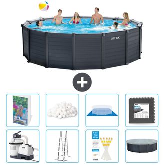 Intex Piscina Graphite Panel Redonda - 478x124 Cm - 9-piezas S553