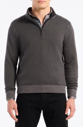 Robert Graham Walton Cotton & Silk Quarter Zip Sweater in Charcoal at Nordstrom Rack, Size Xxx-Large