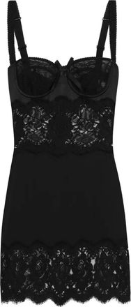 Dolce & Gabbana lace-trimmed slip midi dress - women - Polyamide/Silk/Cotton/Elastane - 42 - Black