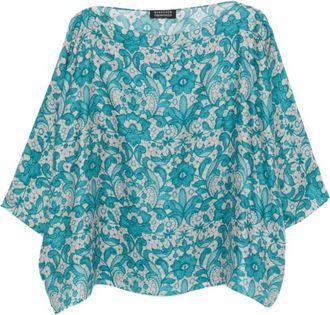 Gianluca Capannolo Laura Gedrukte Zijden Blouse - Dames - Blouses - Blauw - M - Overhemden