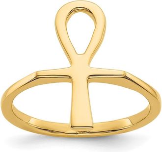 Diamond2Deal 14k Yellow Gold Polished Ankh Egyptian Cross Ring
