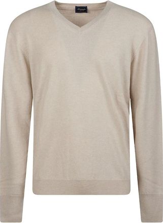 Drumohr Jersey de Cachemira con Cuello en V - Knitwear - Hombre - Beige - XL