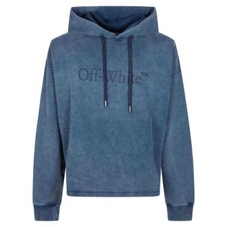 Off-white Hoodies, male, Blue, Size: XL Felpa con cappuccio