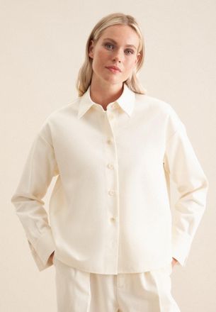 Seidensticker Hemdbluse SEIDENSTICKER Schwarze Rose, Damen, Gr. XL(42), beige (ecru), 100% Baumwolle, unifarben, oversize, ohne Ausschnitt, Blusen Hemdbluse, 1/1 Kr