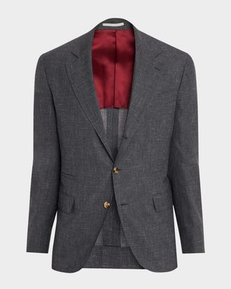 Brunello Cucinelli Mens Wool, Silk and Linen Deconstructed Blazer