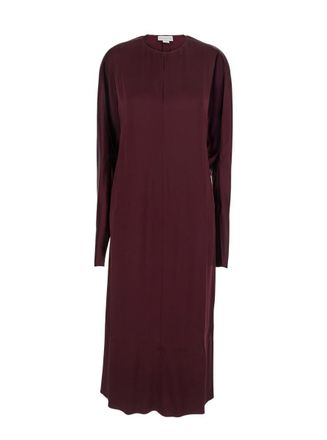 Stella McCartney Bordeaux Midi Dress With Cape Sleeves And Cut-Out On The Front In Tech Fabric Woman