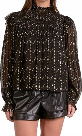Elan Geo Print Mock Top In Black