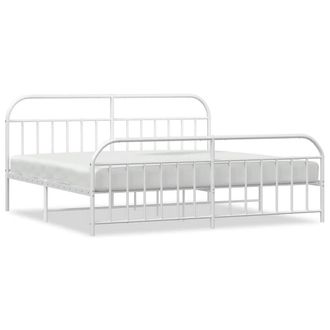 Berkfield Home Metal Bed Frame with Headboard & Footboard White 193x203 cm