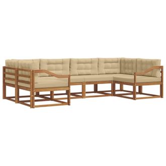 vidaXL Conjunto De Sof&aacute;s De Exterior Con Coj&iacute;n 6 Pcs Natural Y Beige Vidaxl
