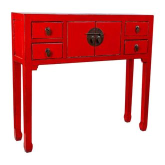 Wanderlust Deco Recibidor de madera rojo 93x25x84