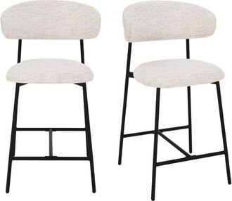 Calicosy Lote de 2 taburetes en tejido jaspeado con patas de metal - DRACO