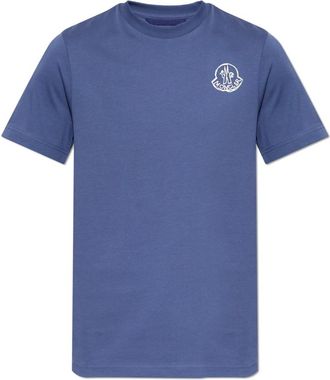 Moncler T-shirt met opgedrukte logo - Heren - T-shirts - Blauw - XL - Katoen - Tops