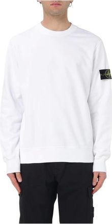 Stone Island Sweatshirts, male, White, L, White Crew Neck Sweatshirt