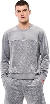 Sergio Tacchini Bandiera Debossed Velour Crewneck in Sleet at Nordstrom, Size Xxx-Large