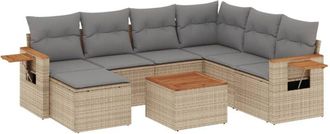 vidaXL Vidaxl - Juego De Sof&aacute;s De Jard&iacute;n Con Cojines Beige 8 Pzas Rat&aacute;n Pe