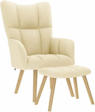 vidaXL Sill&oacute;n De Relax Con Taburete Tela Color Crema Vidaxl