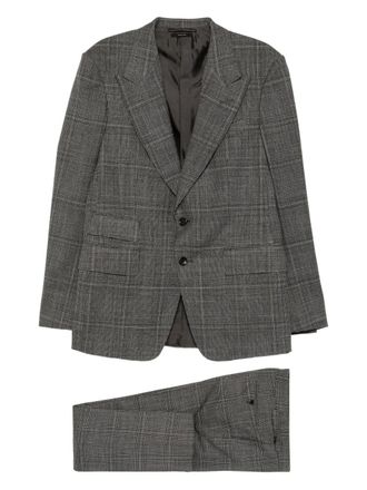 Tom Ford checked single-breasted suit - men - Wool/Silk/Silk/Cupro - 48 - Grey