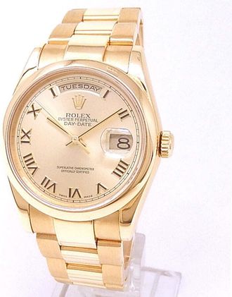 Rolex Pre-owned Rolex Day Date Automatic Chronometer Champagne Dial Mens Watch 118208 CRP