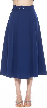 Alexia Admor Belted A-Line Midi Skirt in Navy at Nordstrom Rack, Size 10