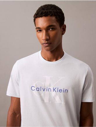 Calvin Klein Mens Monologo Crewneck T-Shirt - Blue - XS