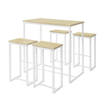 SoBuy Sobuy Set 5 Pezzi Tavolo Con 4 Sgabelli Mobile Bar Per Casa Stile Industriale L100p60a96cm Bianco Ogt15-wn
