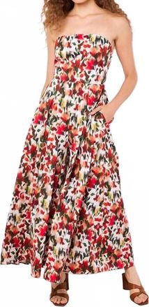 Apricot Ikat Floral Print Jumpsuit In Red